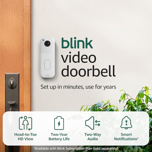Blink Video Doorbell (newest model) – Head-to-toe HD view, two-year battery life, and simple setup. Sync Module Core included – System (Black)
