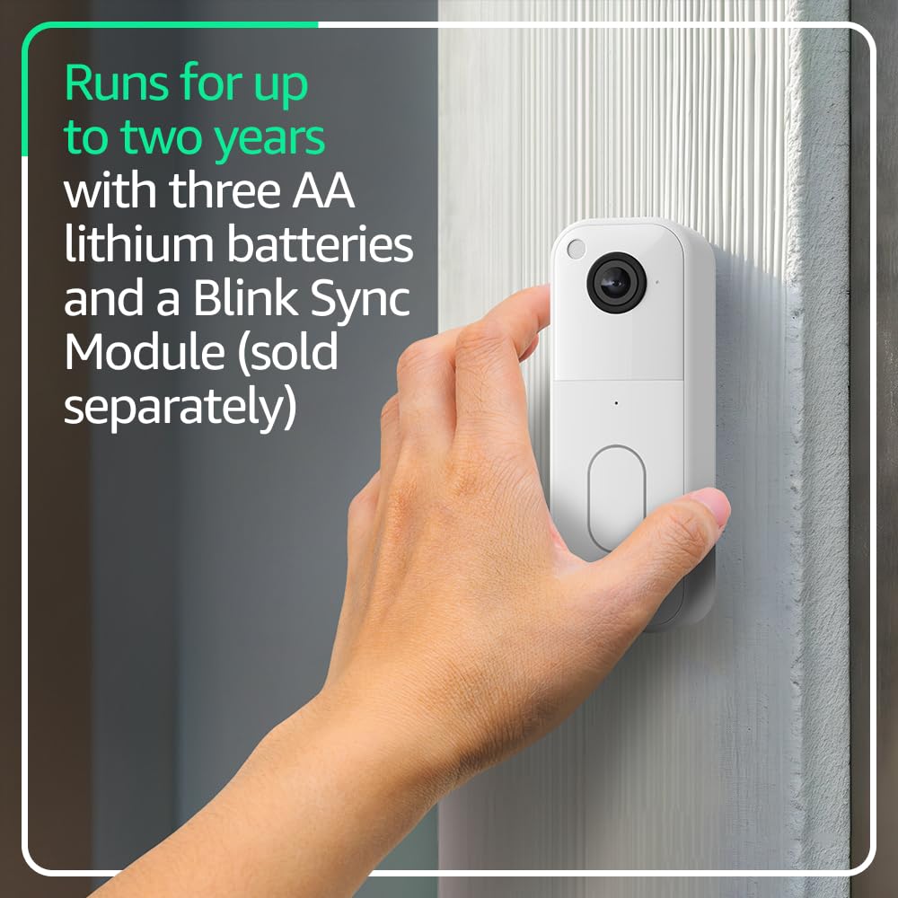 Blink Video Doorbell (newest model) – Head-to-toe HD view, two-year battery life, and simple setup. Sync Module Core included – System (Black)