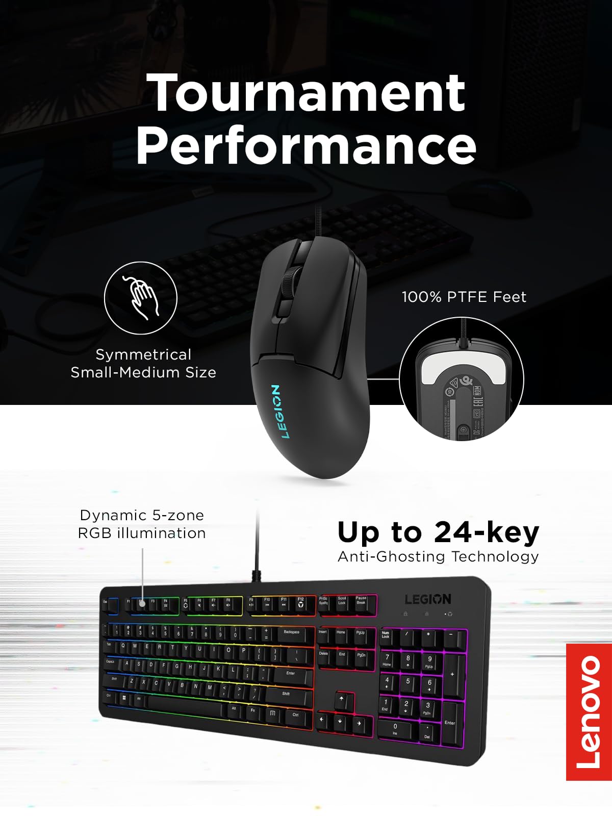 Lenovo Legion K510 Mini Pro Wired Mechanical Gaming Keyboard - 75% Compact Design, RGB Illumination, Hot-Swappable Mechanical Switches, Programable Keys