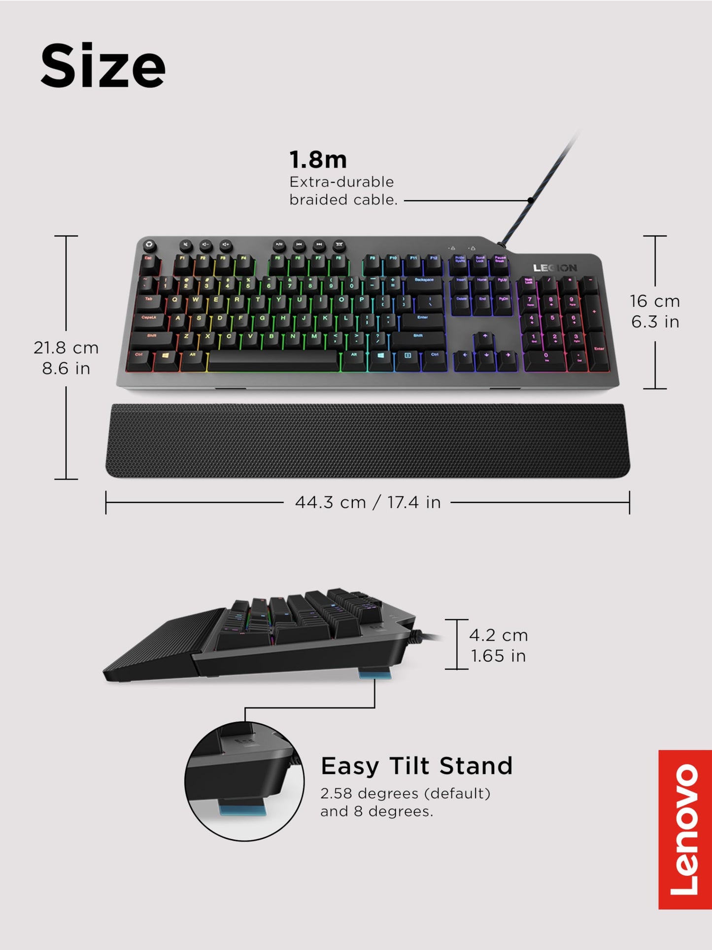 Lenovo Legion K510 Mini Pro Wired Mechanical Gaming Keyboard - 75% Compact Design, RGB Illumination, Hot-Swappable Mechanical Switches, Programable Keys